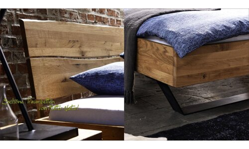 Massivholzbett Modern Sleep Eiche/ Baumkante